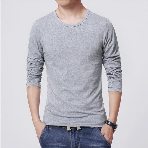 Mens Slim Fit Shirts Long Sleeve | Tee Shirt Long Sleeve Male Black -