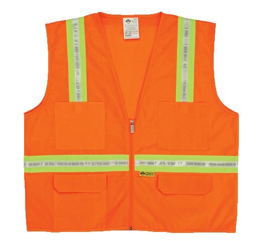 2W 8038-A L Multi-Pocket Surveyor Vest - Orange- Large