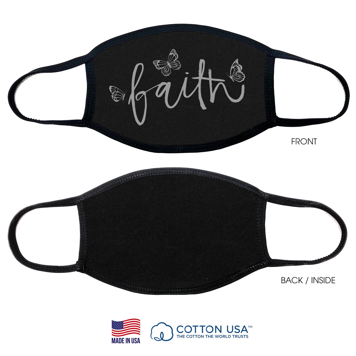 FAITH BLACK - 100% COTTON FACE MASK