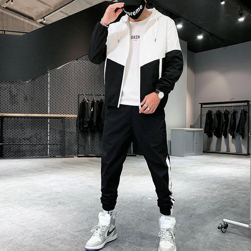 Men Tracksuit Casual Joggers Hooded Sportswear Jackets And Pants 2