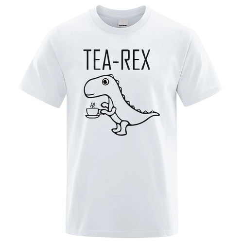 Men Women T-Shirts Tea Rex Funny Dinosaur Drink Coffee T Shirts