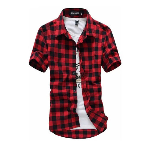 Red And Black Plaid Shirt Men Shirts 2024 New Summer Fashion Chemise