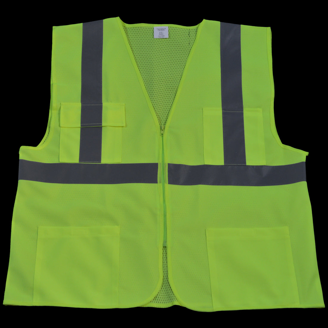 LV2-FSMB-S-M Safety Vest ANSI Class 2 Front Solid Mesh Back, Lime