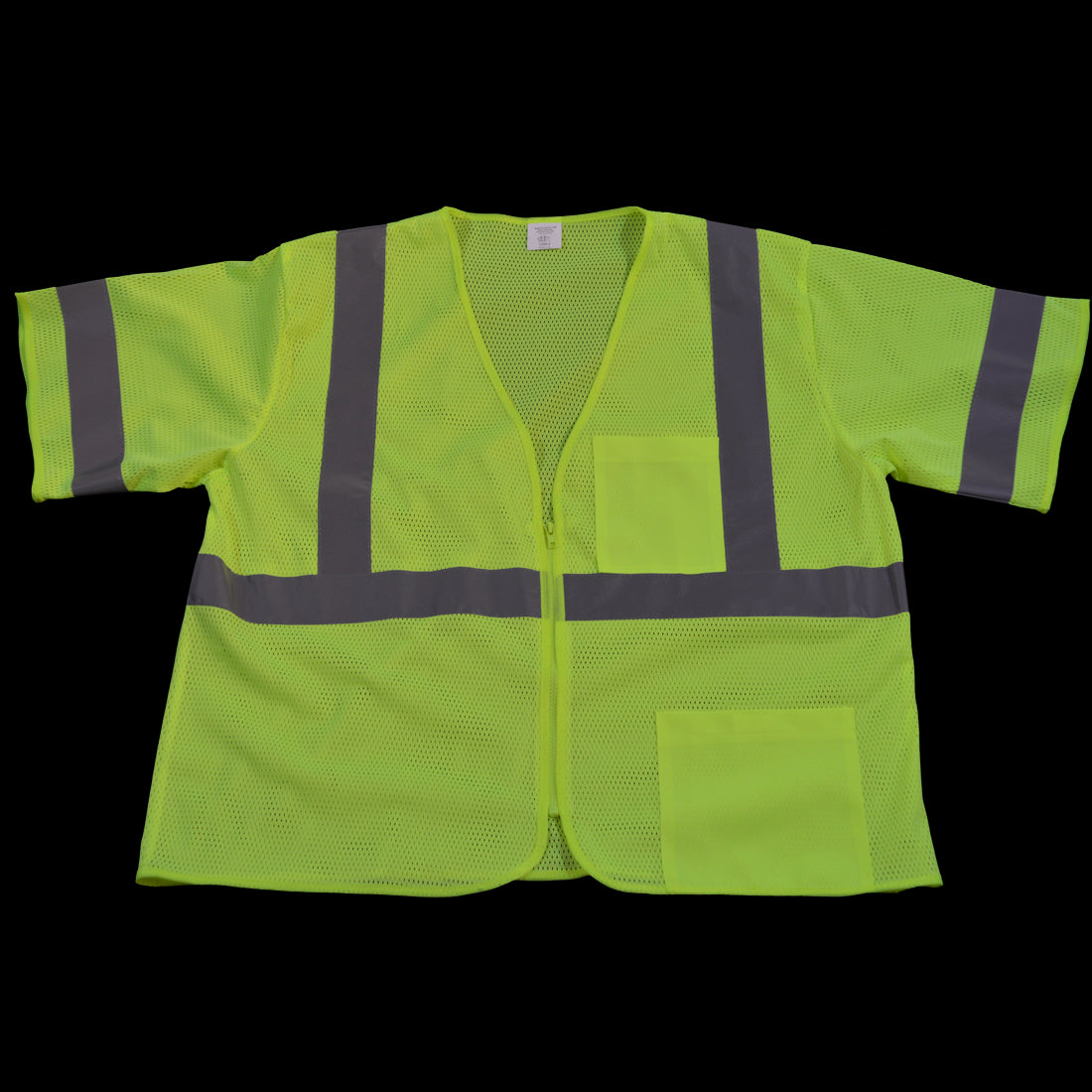 Petra Roc LVM3-Z-L-XL Safety Vest Ansi-Isea Class 3 Lime Mesh Zipper C