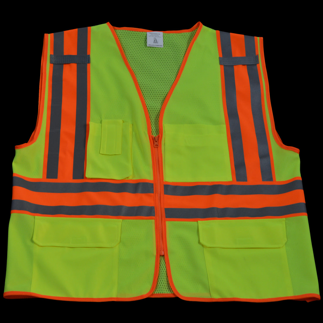 LV2-FSMBCB2-L-XL Safety Vest Ansi Class Ii Lime Solid Front Mesh Back