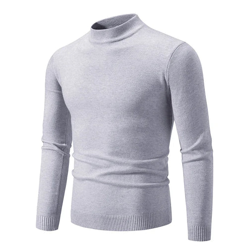 New Sweatwear Men's Half Neck Basic Solid Color Sweaters Round Neck