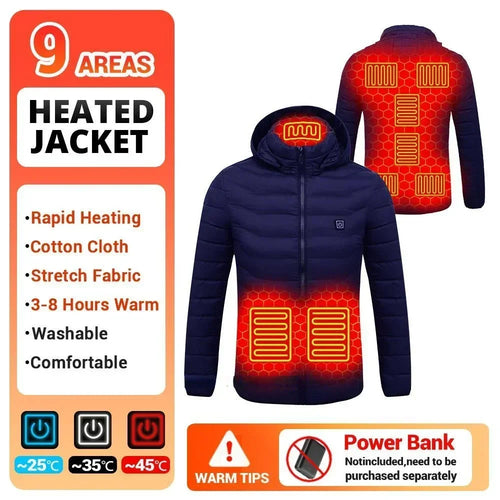 21 Areas Heating Jacket Men's Winter Usb Electric Heating Coat