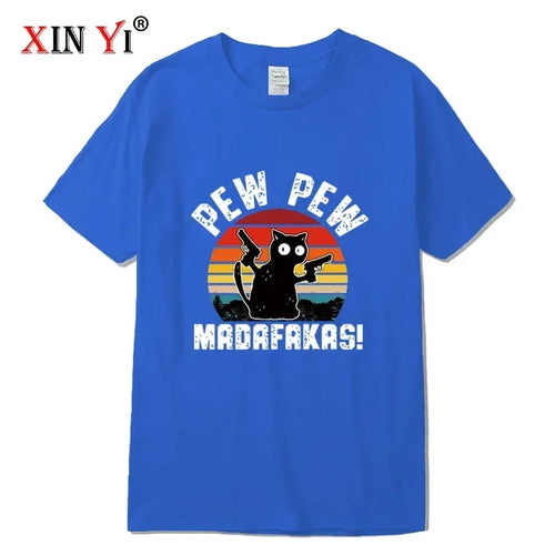 Summer Casual Men's High Quality T-shirt 100% Cotton Cool Funny Cat