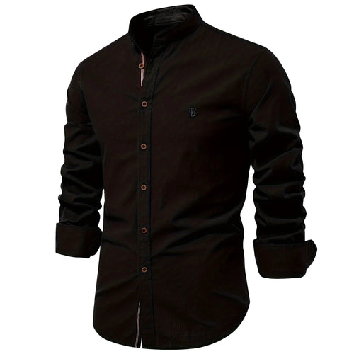 AIOPESON 100% Cotton Social Shirt Men Solid Color Long Sleeve High