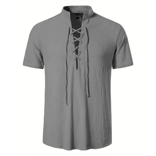 Men's Retro Shirt Short Sleeve Cotton Linen Lightweight Breathable