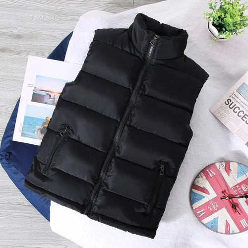 White Vest Jacket Men Slim Fit Stand Collar Sleeveless Puffer Jackets