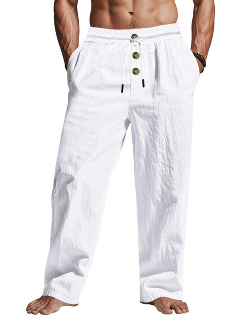 Men's Casual Pants Male Summer Breathable Trousers Solid Color High