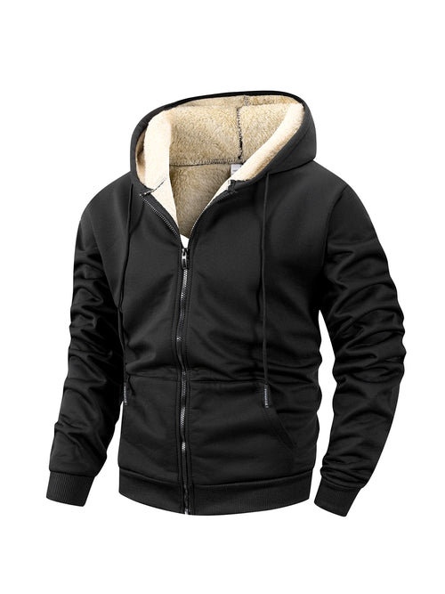 Winter Men's Zipper Jacket Fleece Warm Windproof Hoodies Heavyweight