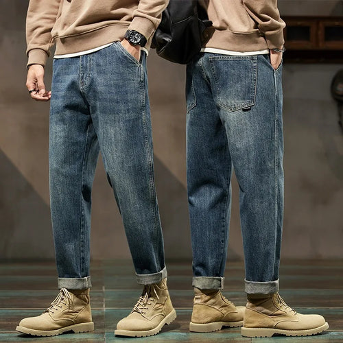 Men's Spring 2026 Loose Harem Pants Denim Retro Solid Comfortable