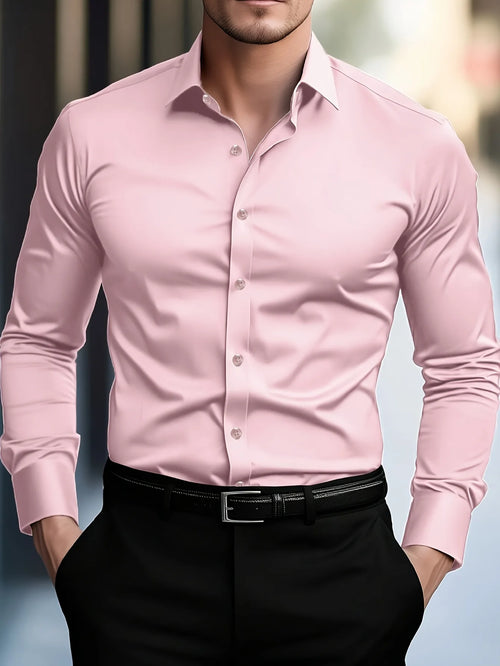 FGKKS New Men Shirt Brand New Solid Color Long Sleeve Elastic Fabric
