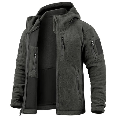 Men's Tactical Fleece Jacket Winter Warm Full Zip Military Hoodies