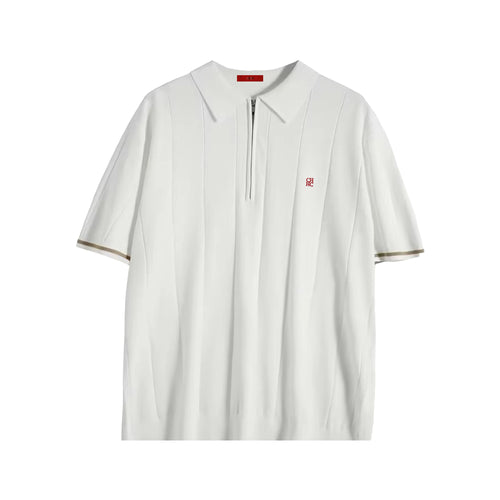 CHCH 2024 New Summer Ribbed Knit Polo Shirt for Men Breathable and