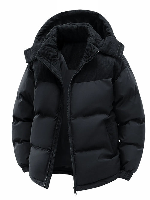 Men's Hooded Cotton Jacket, Thickeneded and Warm in Winter, Windproof