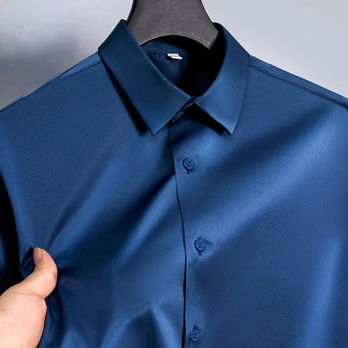 New Anti-Wrinkle Men Shirts Long Sleeve Dress Shirts For Men Slim Fit