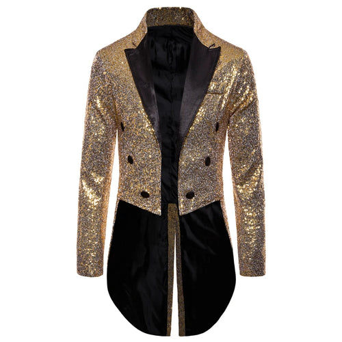 Men Shiny Sequin Glitter Embellished Blazer Jacket Men Nightclub Prom