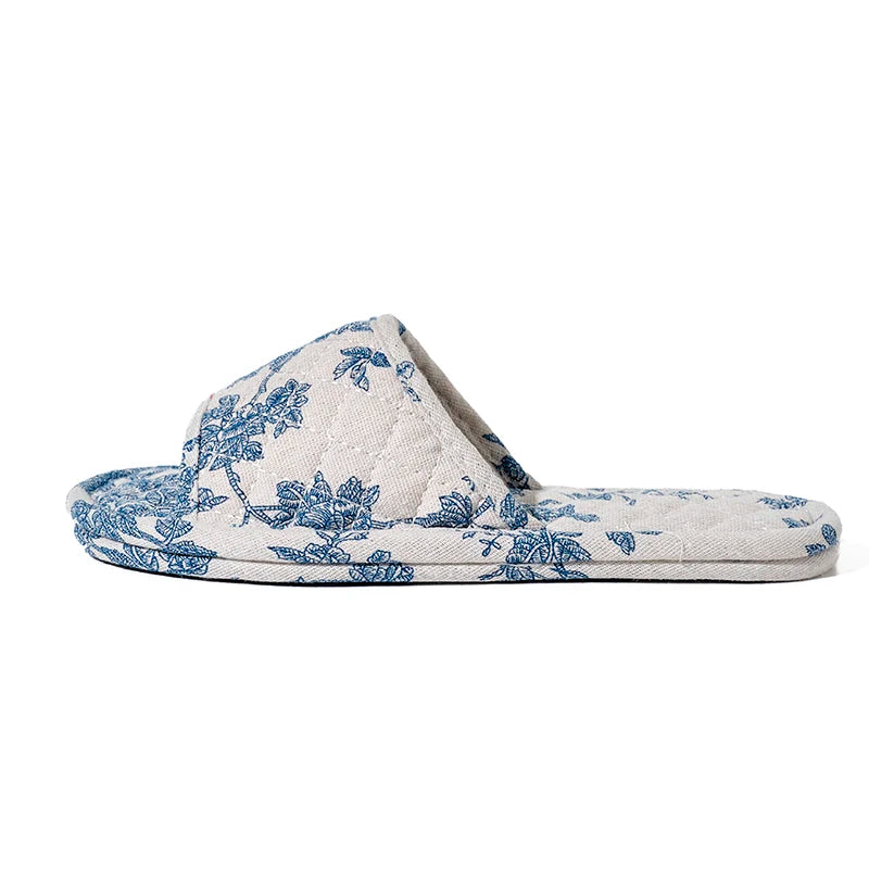 Home Slippers Soft Cotton Floral Floor Shoes Fashion Lightweight
