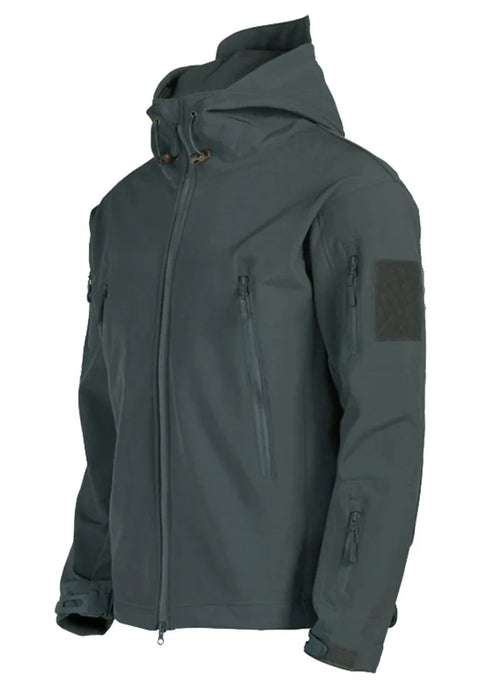 Men's Hooded Casual Military Outdoor Utility Jacket Fashion Sharkskin