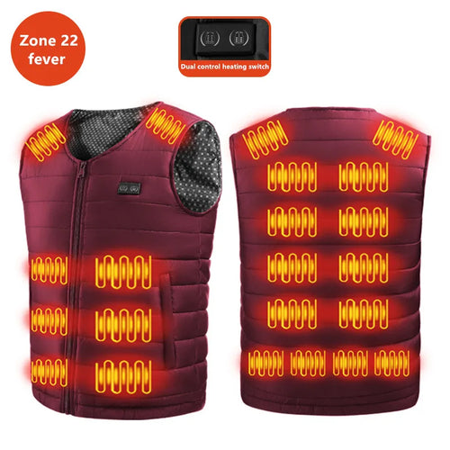 New Winter Unisex V-Neck 22 Zone Heat Resistant Warm Vest Middle-Aged
