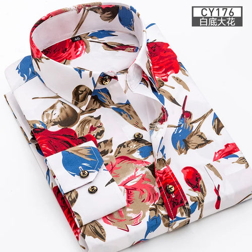 New men's shirt Thin long-sleeved printed spring/summer non-ironing