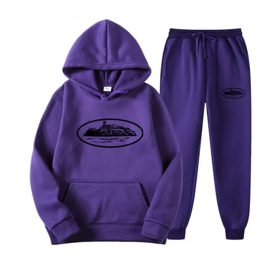 NICE Loose Unisex Fleece-lined Printed Sweatshirt Hoodie Set Devil