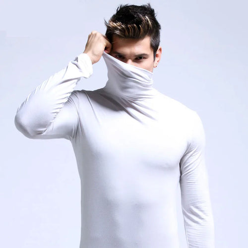 Autumn Winter Mens Turtleneck Sweaters Casual Thermal Long Sleeve Slim