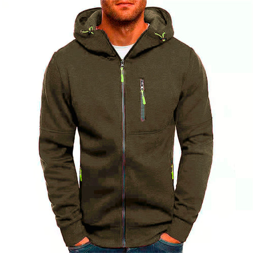 Solid color men's hooded jacket Casual long-sleeved hoodie Zipper Gym