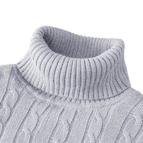 Outdoor Men's Long Sleeve Knitted Sweaters Slim Fit Turtleneck Sweater