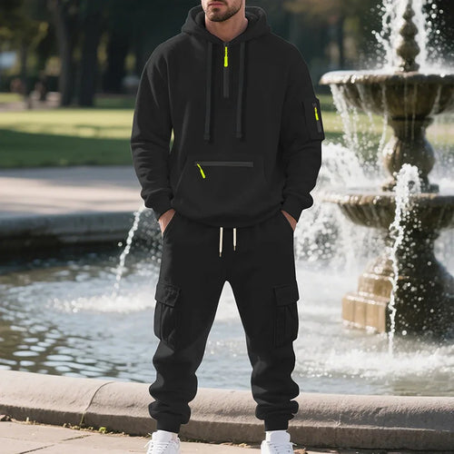 Men's sports suit style autumn and winter fleece men's casual