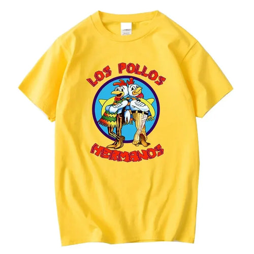 LOS POLLOS Hermanos Funny Printed T-Shirt Men Fashion Casual Short