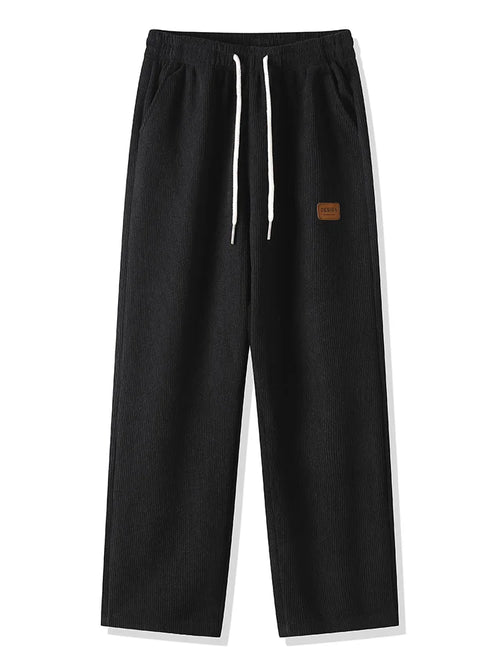 Winter Thick Warm Corduroy Sweatpants Men Fleece Liner Drawstring