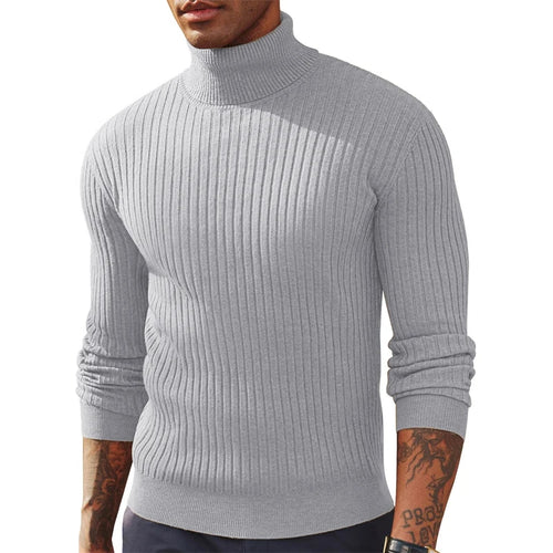 Autumn Men's Slim Fit Long Sleeve Turtleneck Sweater Casual Knitted