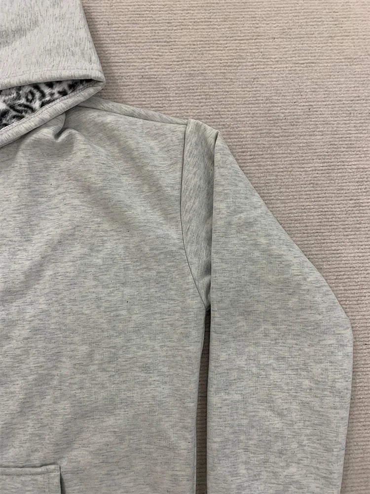 Autumn/Winter Leopard Grey Double sided Zipper Hoodie Men's Casual