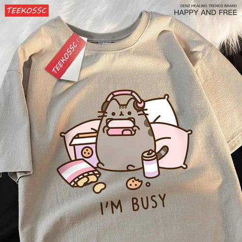 Sorry I'M Busy Cat Playing Games With Headphones Man T Shirt High