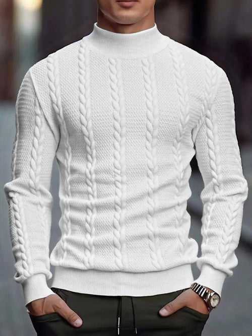 Men's Knitted High Collar Sweater Casual Vintage Twist Knitwear