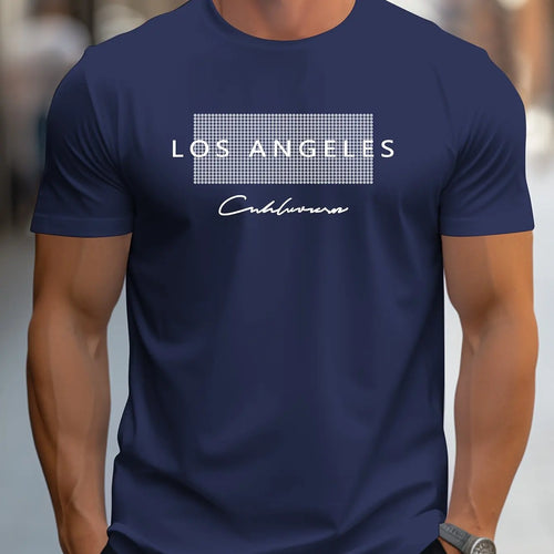 Men's 100% cotton summer loose fit large Los Angeles Graphic printed