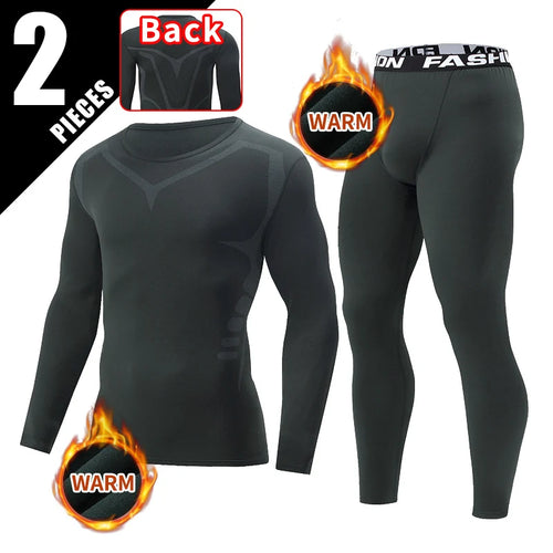 2-piece men's tight warm long-sleeved trousers suit for autumn and