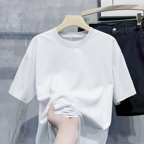Men T Shirt Summer Cotton Tops Women Solid Color Blank Tshirts O-neck