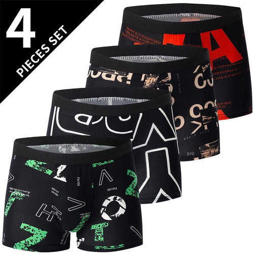 4 Pieces European and American Size MEN'S FASHION Printed Boxer