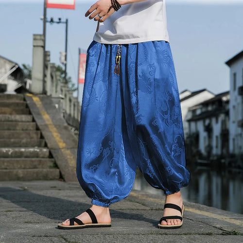 FGKKS 2023 Outdoor Brand Pants For Men Lce Silk Dragon Dark Flower