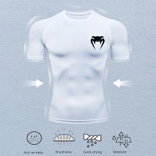 Men's Compression Shirts Fitness Snake Print Gym Shirts Quick Dry