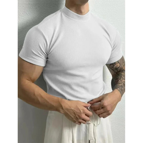 spring summer Elastic Comfortable Men's T-shirt Small high collar