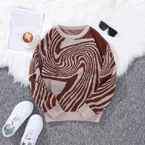 New Popular Autumn and Winter Maze Jacquard Pattern Pullover Sweater