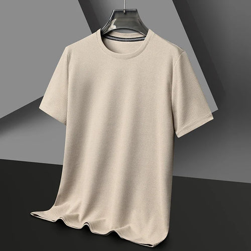 Short sleeved Polo shirShort sleeved Waffle Solid Polot fashion