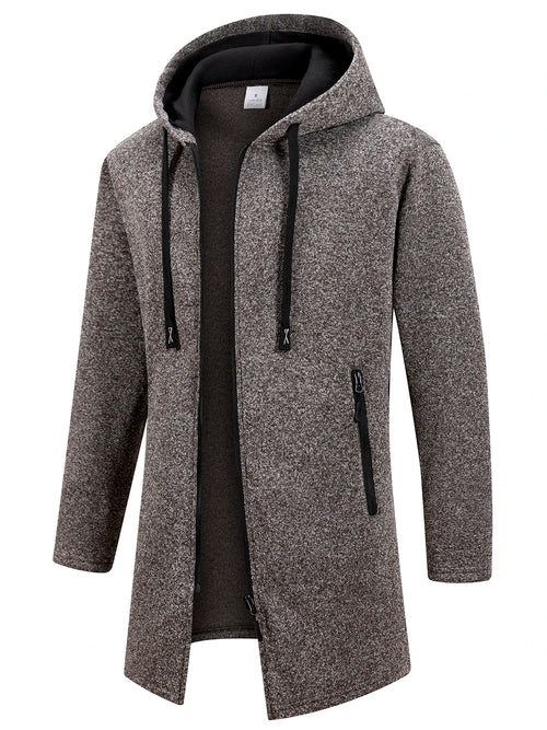 Men's Retro Zipper Jacket Mid Length Windbreaker Spring Autumn Winter
