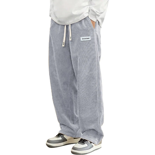Autumn Mens Corduroy Casual Pants Fashion Loose Fit Pants Straight